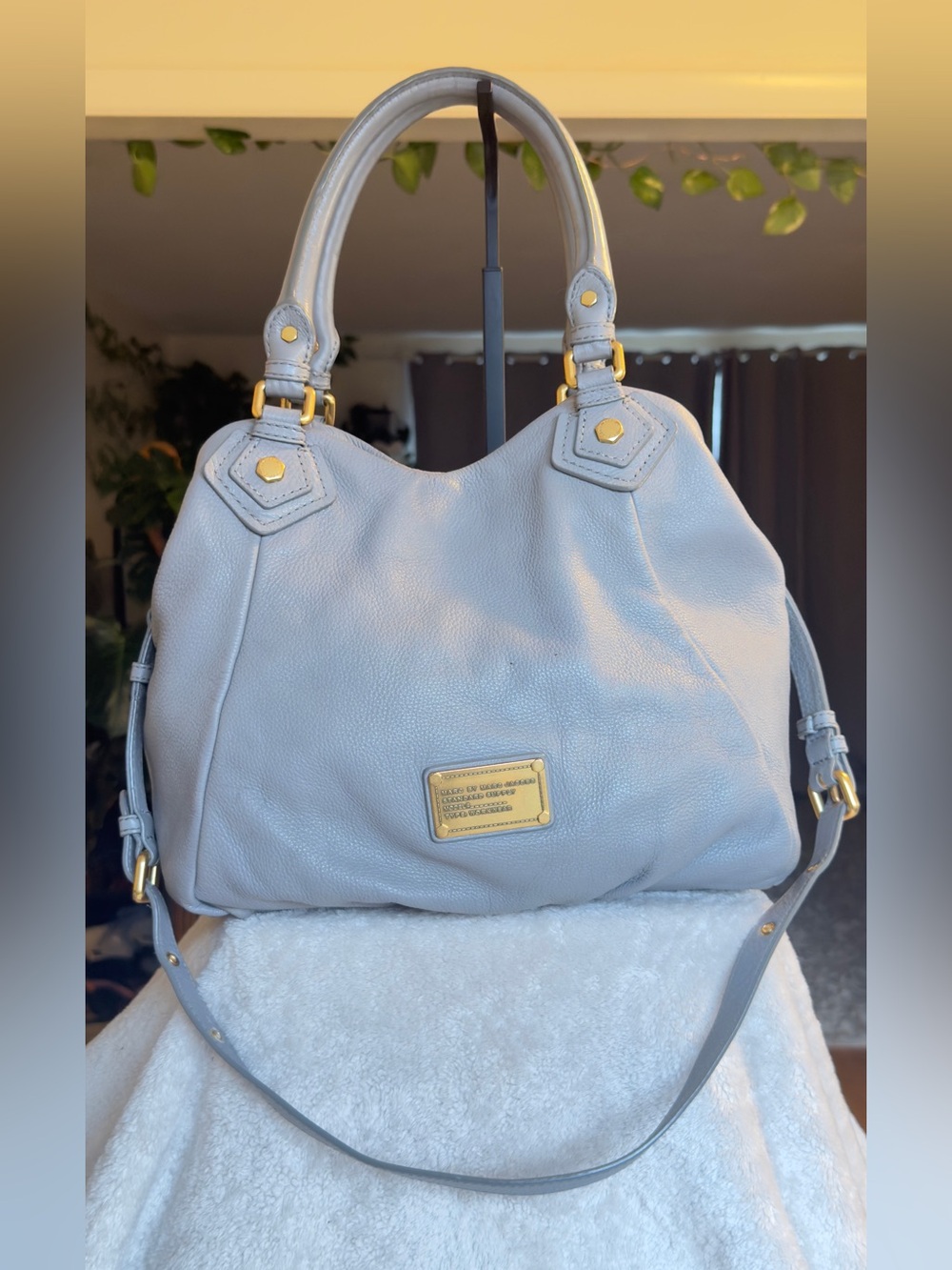 VTG Marc by Marc Jacobs Classic Q Fran Gray Pebbled Leather Crossbody Satchel Ba